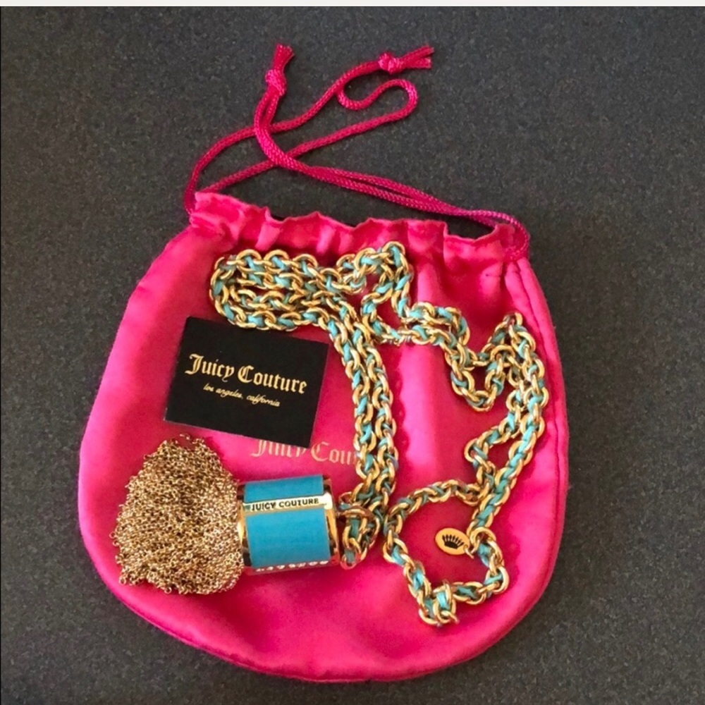 Juicy Couture tassel necklace chain gold/blue NEW